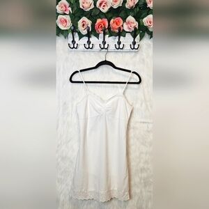 Gap Classic White Ruched Lace Detail Cami Mini Dress
